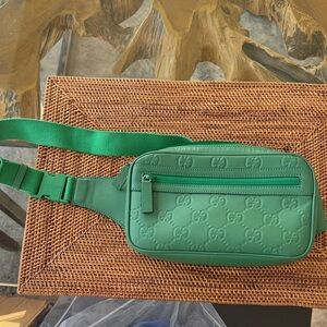 Gucci Emerald Green Embossed Belt Bag